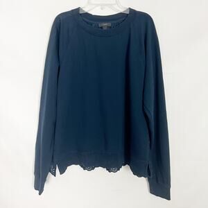 J. Crew Pullover Blue Eyelet Sweater Size Large